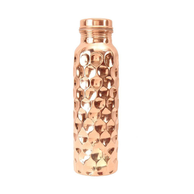 Diamond Hammered Design Leak Proof Copper Bottle 1 Ltr