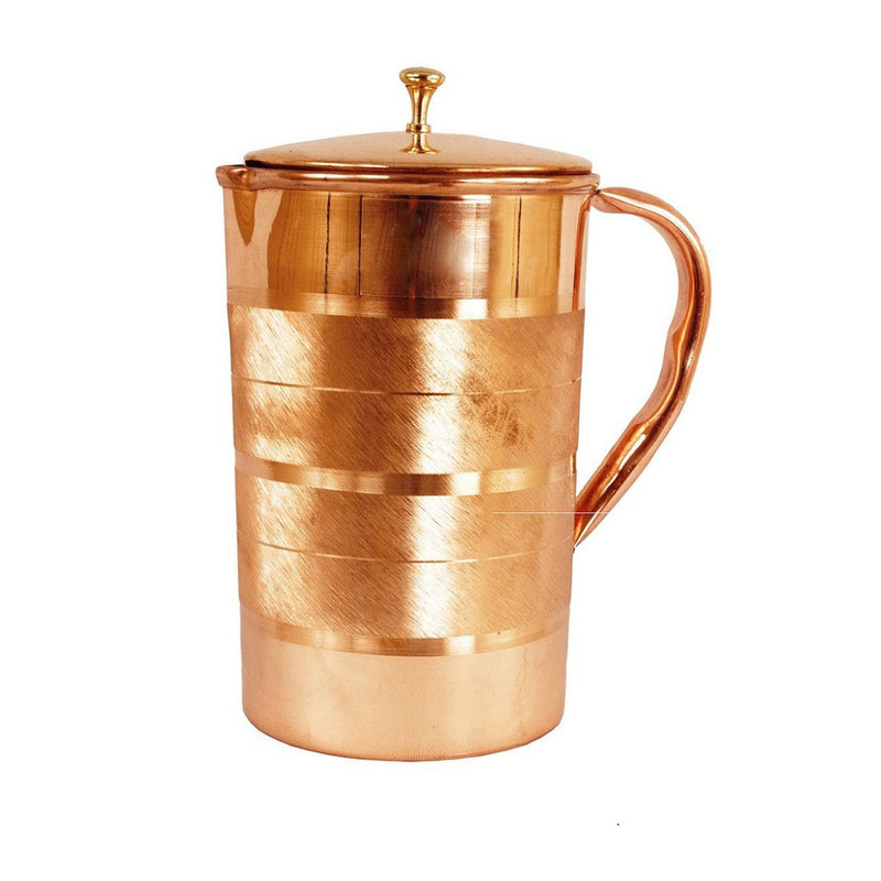 Pure Copper Handmade Jug with Brass Lid 1 Ltr