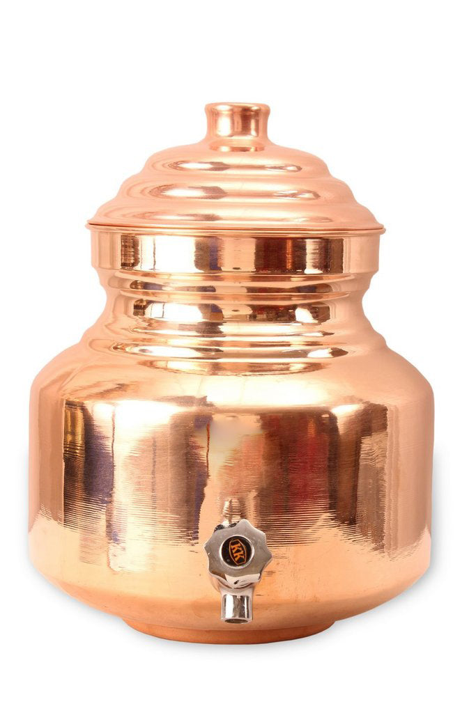 Handmade Copper Water Pot Container with Lid 2.5 Ltr.