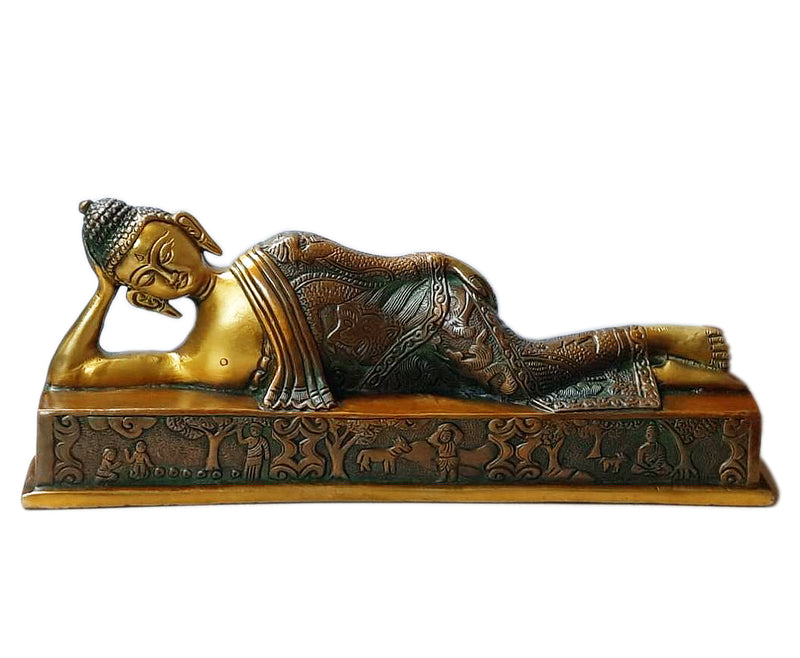Sleeping Buddha Collectible Brass Sculpture