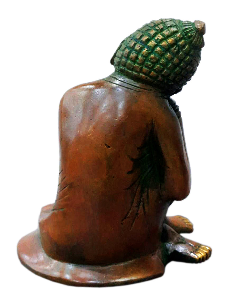 Calm Buddha Resting on Knee Decorative Brass Statue