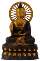 Beautiful Abhaya Mudra Buddha Antiquated Handmade Brass Sculpture Showpiece