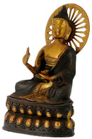 Beautiful Abhaya Mudra Buddha Antiquated Handmade Brass Sculpture Showpiece