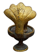 Shiva Lingam Brass Statue Protected by Divine Serpents (6 Inch)