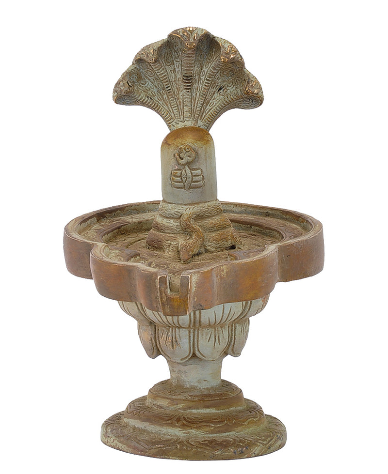 Shivling with Vasuki Naag - Brass Statue
