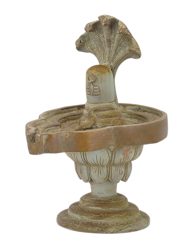 Shivling with Vasuki Naag - Brass Statue