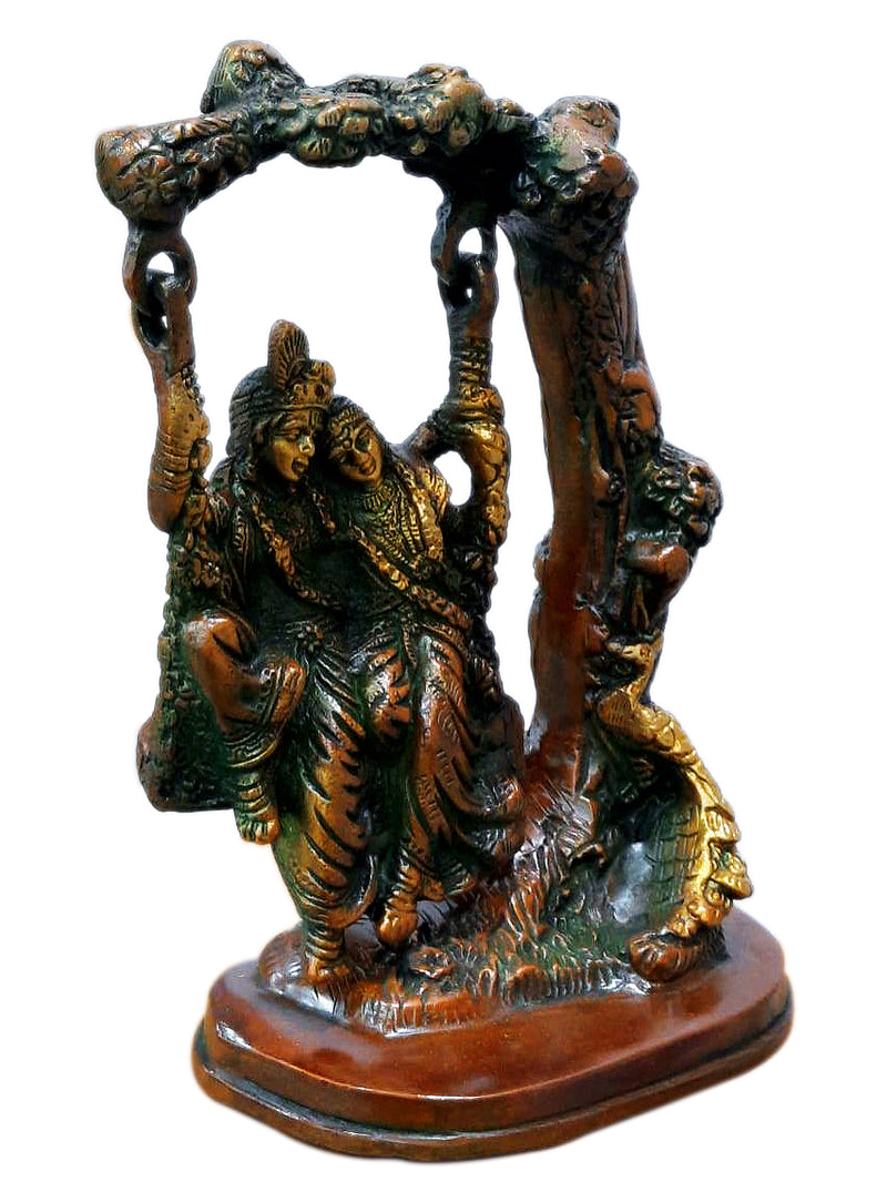 Radha Krishna on a Swing Brass Statue