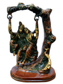 Radha Krishna on a Swing Brass Statue