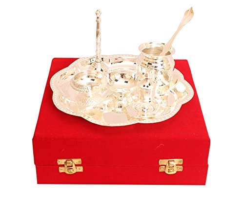 Om Design Pooja Aarti Silver Plated Thali