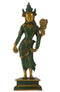Large Standing Goddess Tara Antique Green Finish Brass Statue