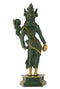 Large Standing Goddess Tara Antique Green Finish Brass Statue