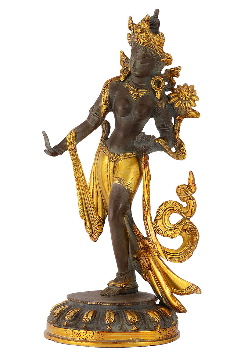 Tibetan Buddhist Deity "Standing Tara" Brass Sculpture