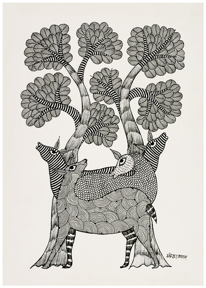 Herd Of Deer - Gond Painting