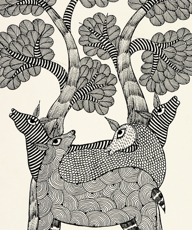 Herd Of Deer - Gond Painting