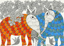 Talking Elephants - Gond Painting