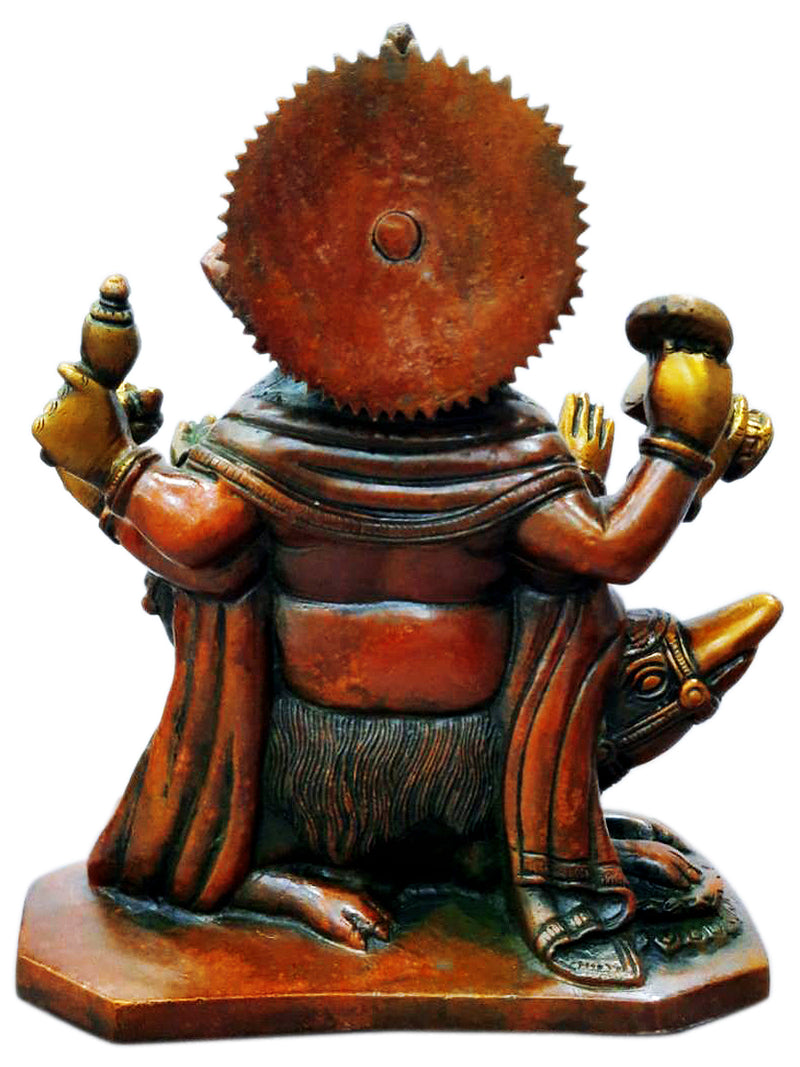 Vighnaharta Lord Vinayak Seated on Mouse Brass Sculpture