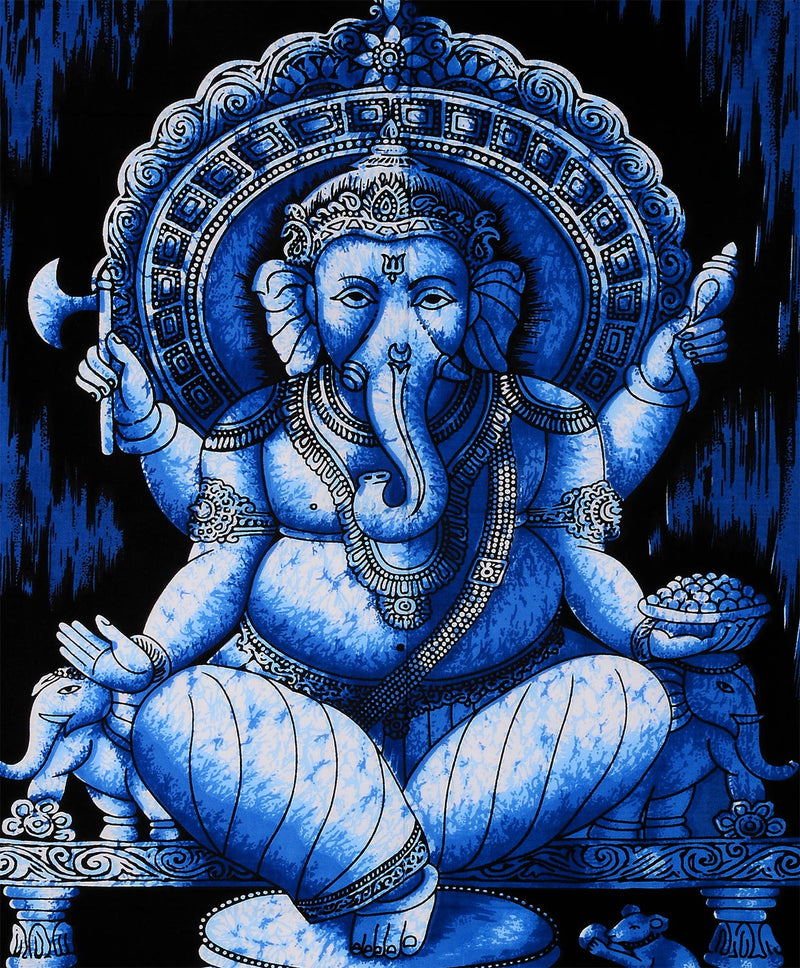 Lord Ganesha Indian Batik Print Tapestry Wall Hanging