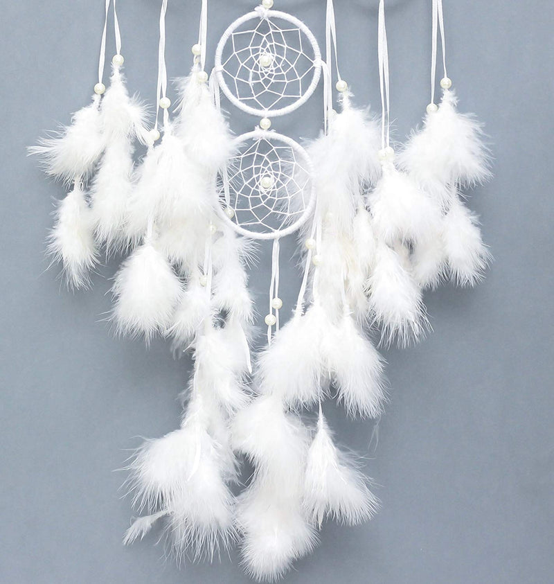 White Feather Dream Catcher Wall Hanging