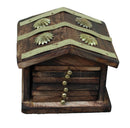 Wooden Antique Miniature Hut Design Coaster Set of 6