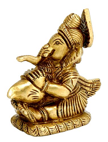 Baby Ganesha Playing with Conch Shell
