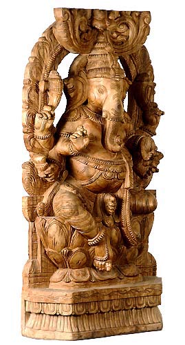 The Elephant Headed God Ganesha - Wooden Large Sculpture