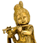 Fluting Baby Krishna Seated on Conch 7.50"