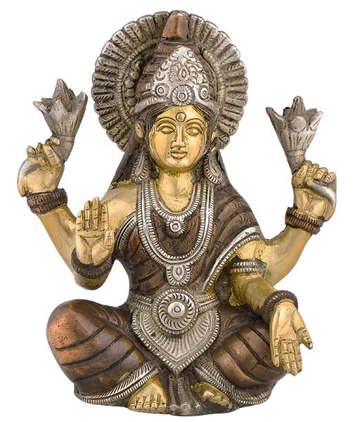 Seated Goddess Lakshmi - Brass Statue