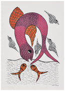 Jumping Fish Gond Art Painting