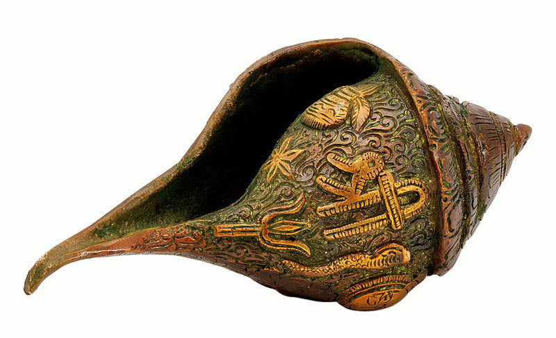 Auspicious Om Ganesha Brass Conch
