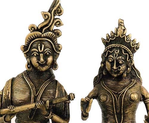 'Radha & Krishna' Dhokra Art Sculpture
