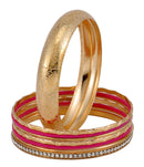 Pink Golden Bangles Set  for Women and Girls