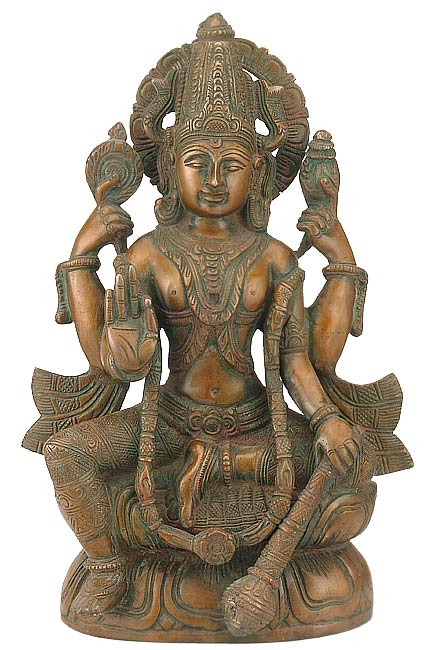 Seated Lord Vishnu - Brass Sculpture