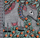 Madhubani Painting 'Joyful Elephants'