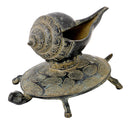 Antiquated Brass Conch with Tortoise Stand