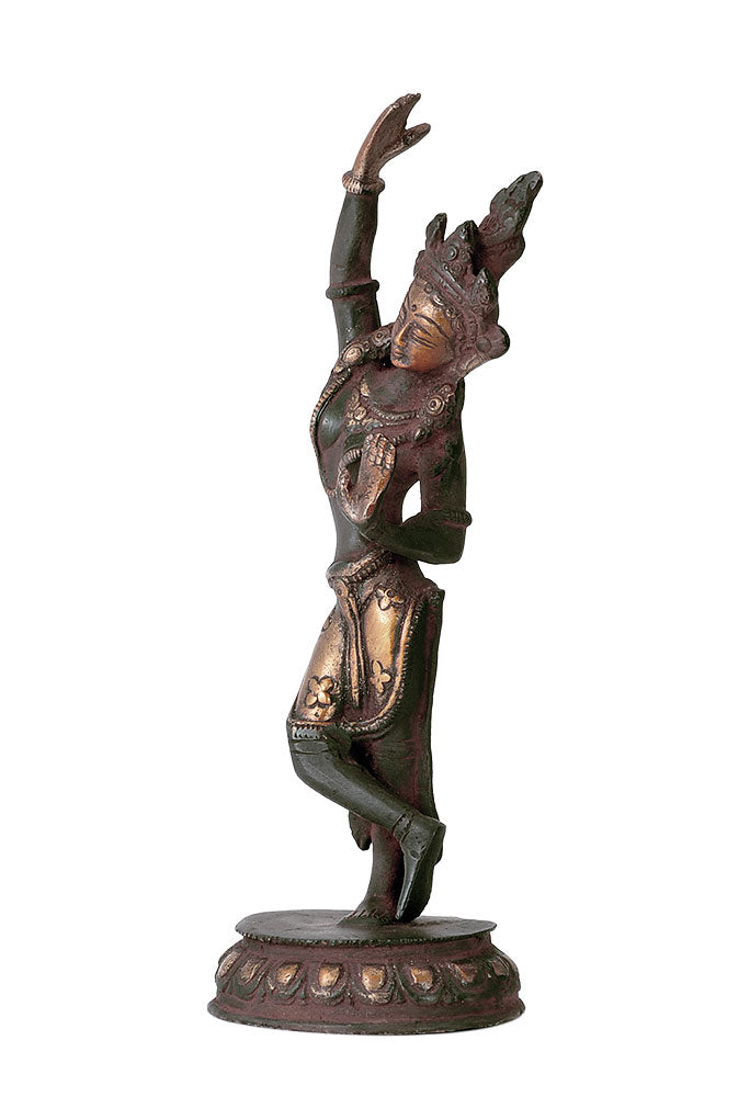 Standing Goddess Tara - Antiquated Brass Figurine