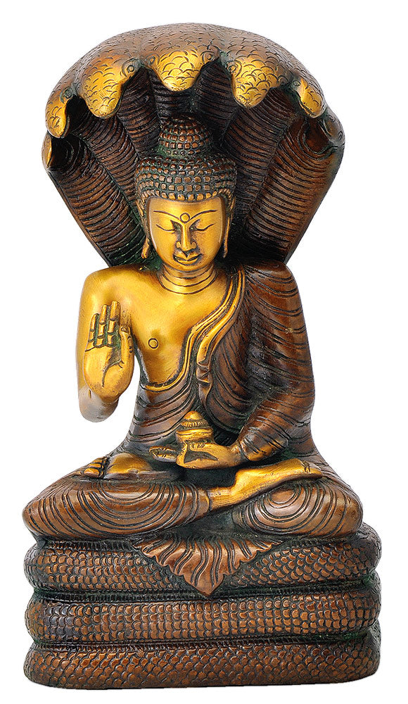 Naga Buddha Statue with Seven Head Snake Guardian