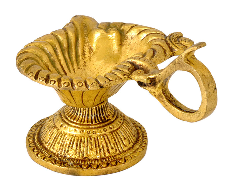 Om Shaped Brass Diya