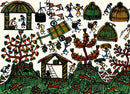 'Village Activities' Handmade Paper Painting