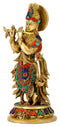 Lord Krishna Brass Figurine with Stones