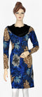 Blue Printed Velvet Top