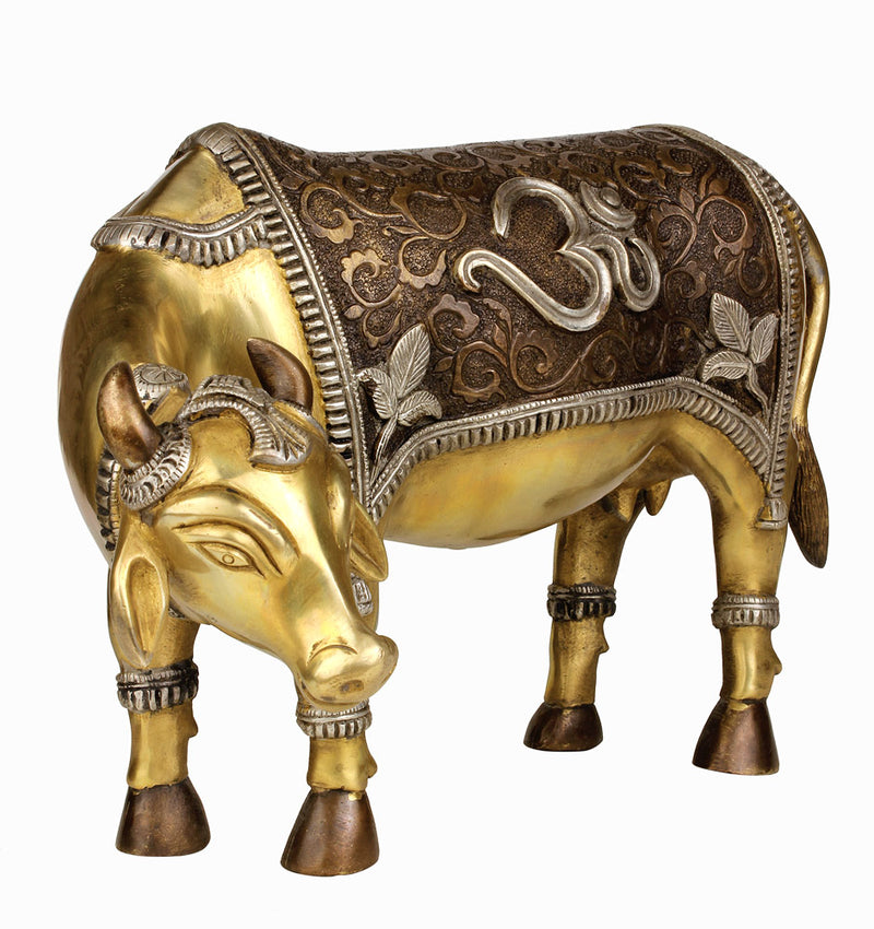 Brass Cow with Om inscription