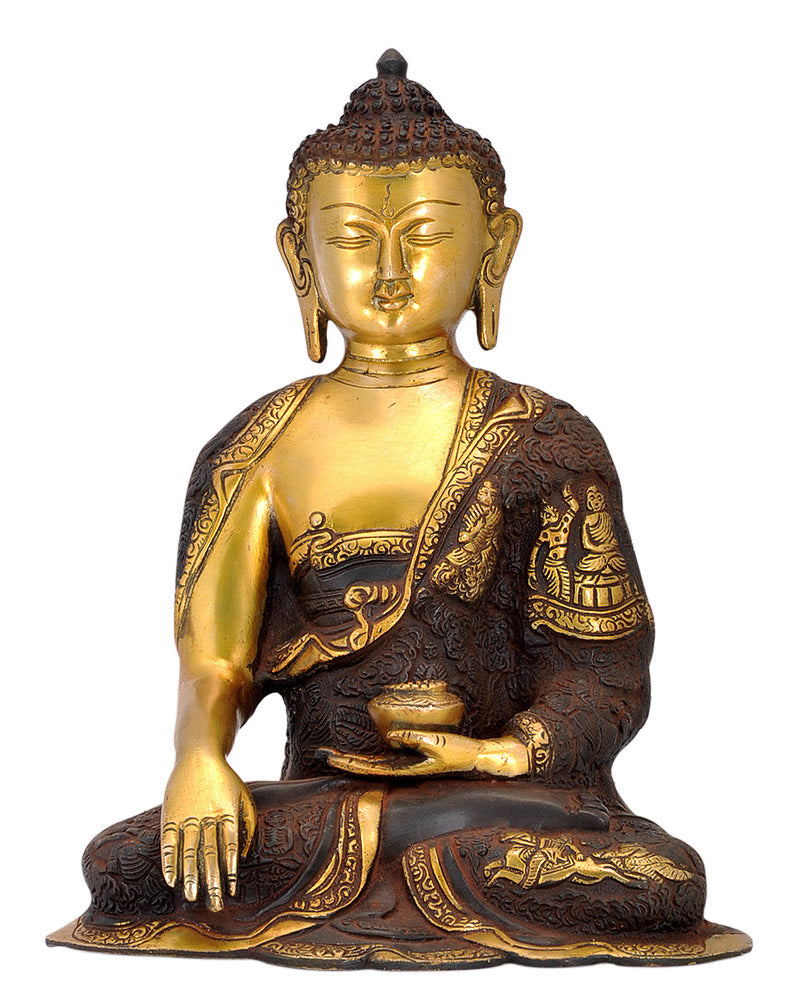 Eternal Buddha - Antiquated Brass Sculpture