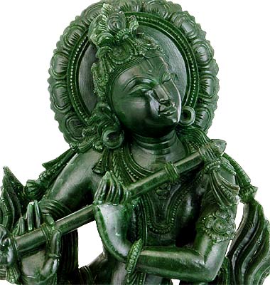 Graceful Krishna Playing Flute - Stone Statue