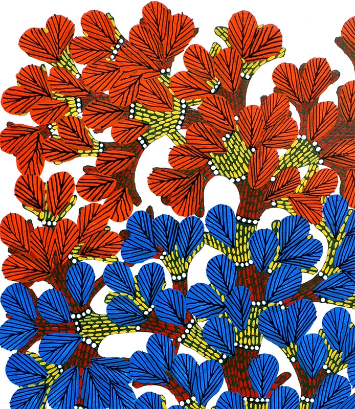 Birds Beneath Tree - Gond Tribal Painting