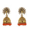 Peacock Beautiful Indian Style Jhumki Earrings Orange