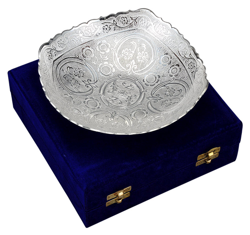Engraved Silver Plated Bowl in Velvet Box