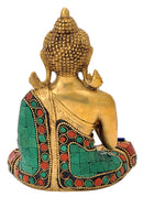 Buddha Brass Sculpture with Turquoise Coral Color Finish