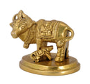 Brass Holy Cow and Calf Sculpture