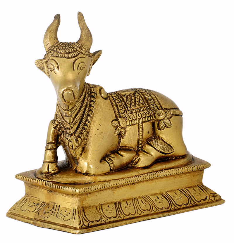 Holy Nandi Bull Figurine in Brass
