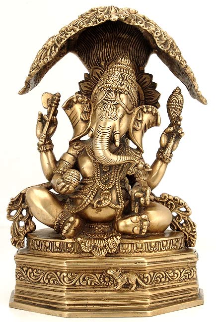 Lord Ganesha Under Kadamba Tree - Brass Statue